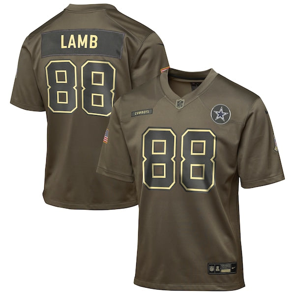 CeeDee Lamb Dallas Cowboys Nike Youth 2025 Salute to Service Game Jersey - Olive