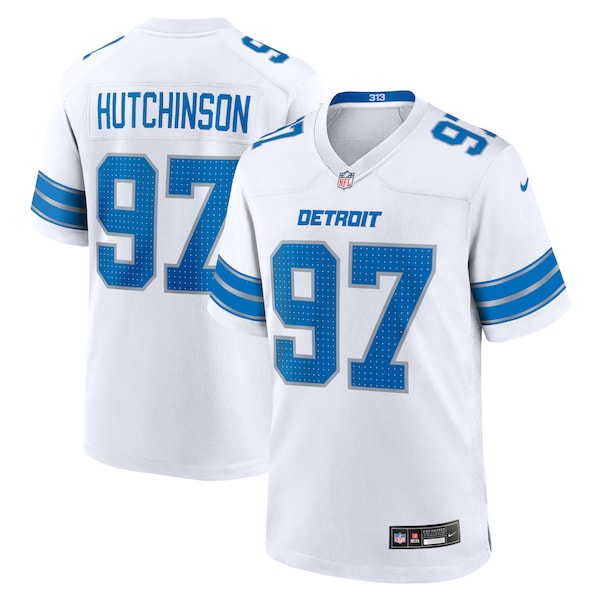 Aidan Hutchinson Detroit Lions Nike Game Jersey - White/Black/Blue