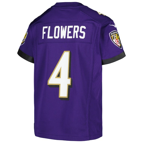 Zay Flowers Baltimore Ravens Nike Youth Game Jersey - Purple