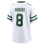 Aaron Rodgers New York Jets Nike Legacy Player Game Jersey - White/Black/Green
