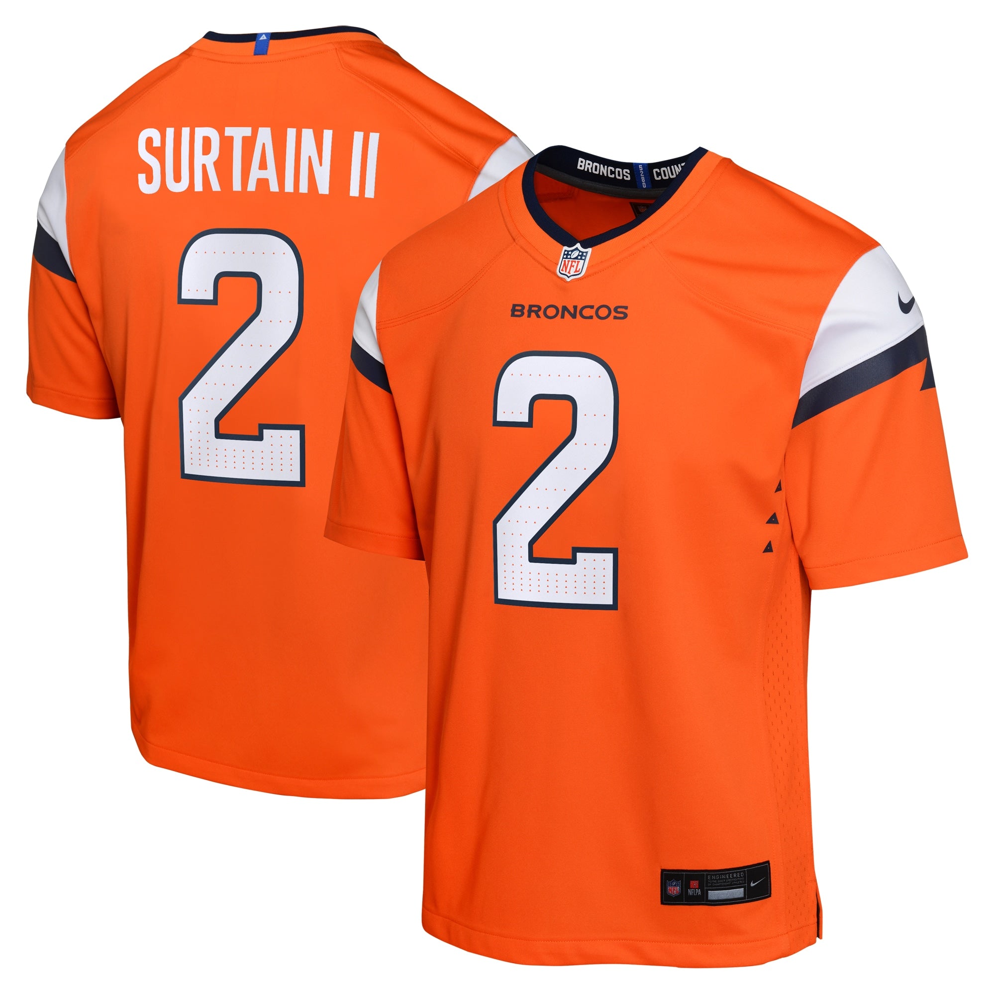 Patrick Surtain II Denver Broncos Nike Youth Alternate Game Jersey - Navy/Orange/White