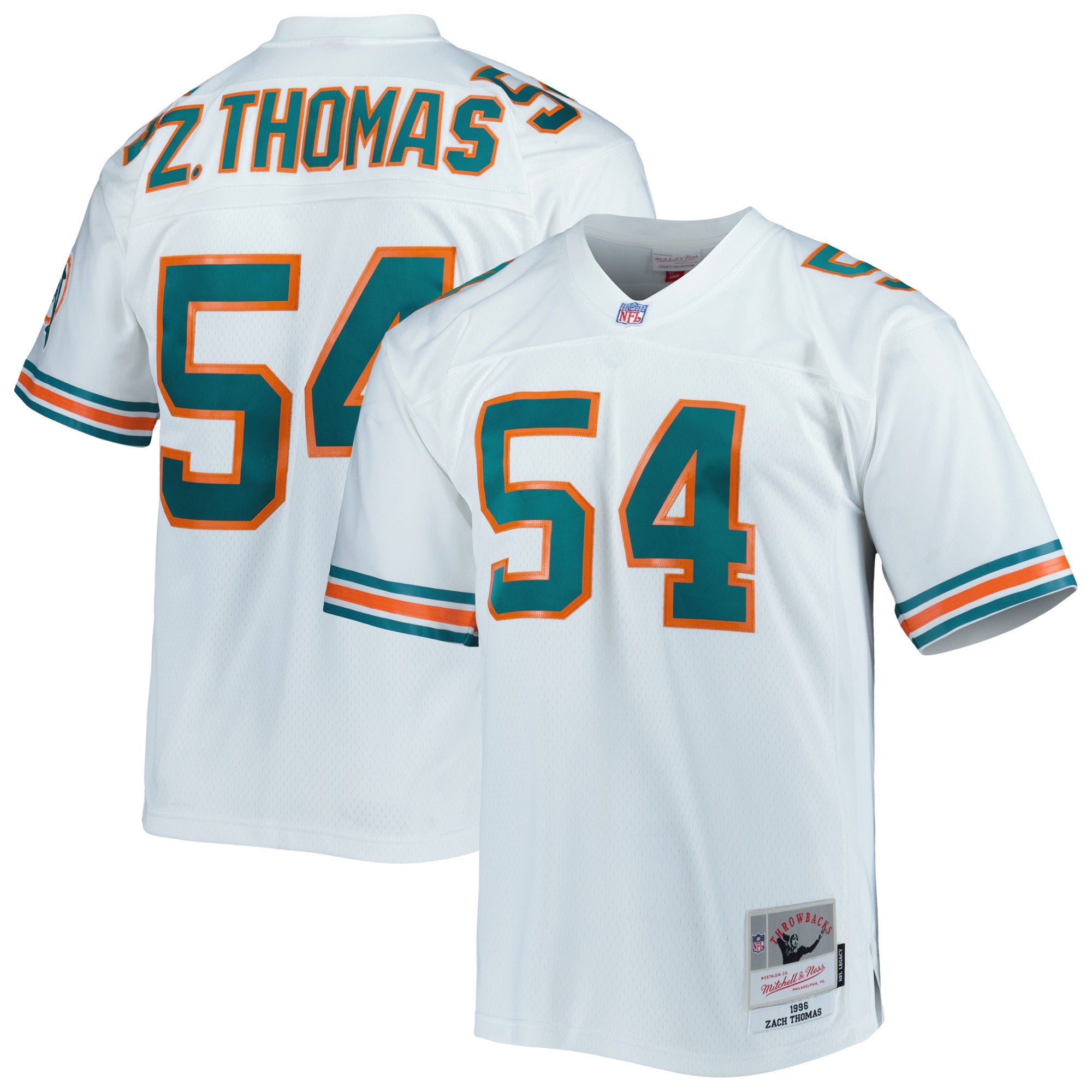 Zach Thomas Miami Dolphins Legacy Replica Jersey - Aqua/Orange/White