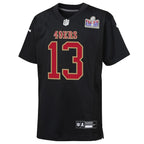 Brock Purdy San Francisco 49ers Nike Youth Super Bowl LVIII Patch Carbon Fashion Game Jersey - Black