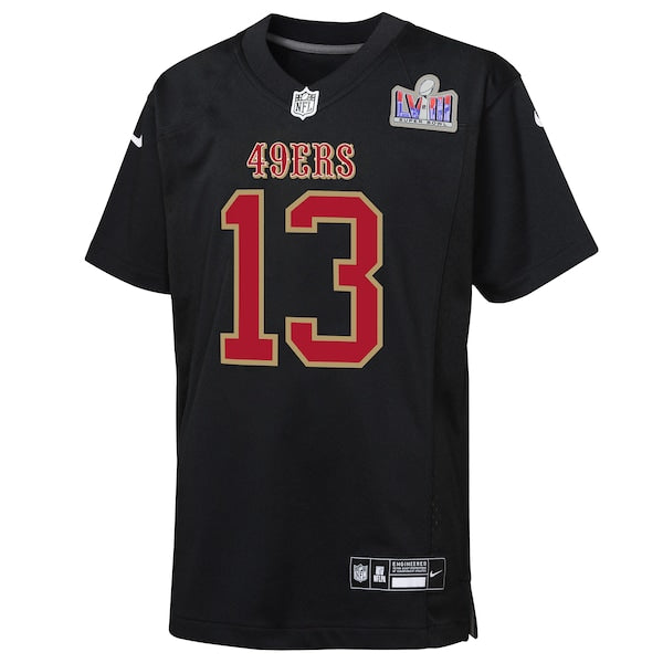 Brock Purdy San Francisco 49ers Nike Youth Super Bowl LVIII Patch Carbon Fashion Game Jersey - Black
