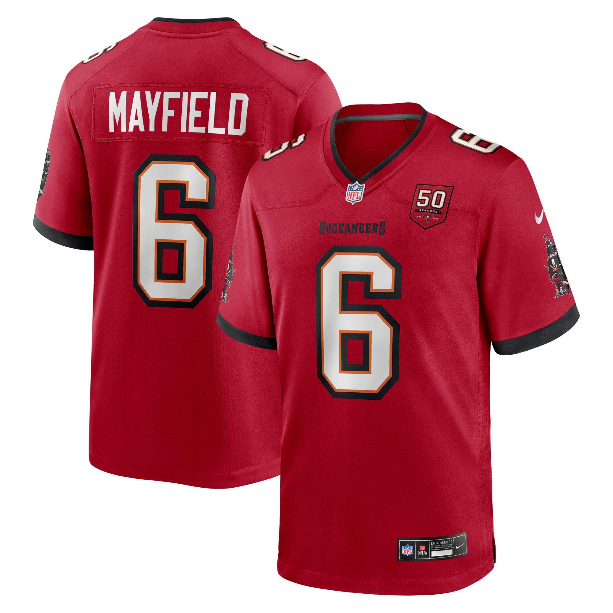 Baker Mayfield  Tampa Bay Buccaneers Nike 50th Season Game Jersey - Creamsicle/Red