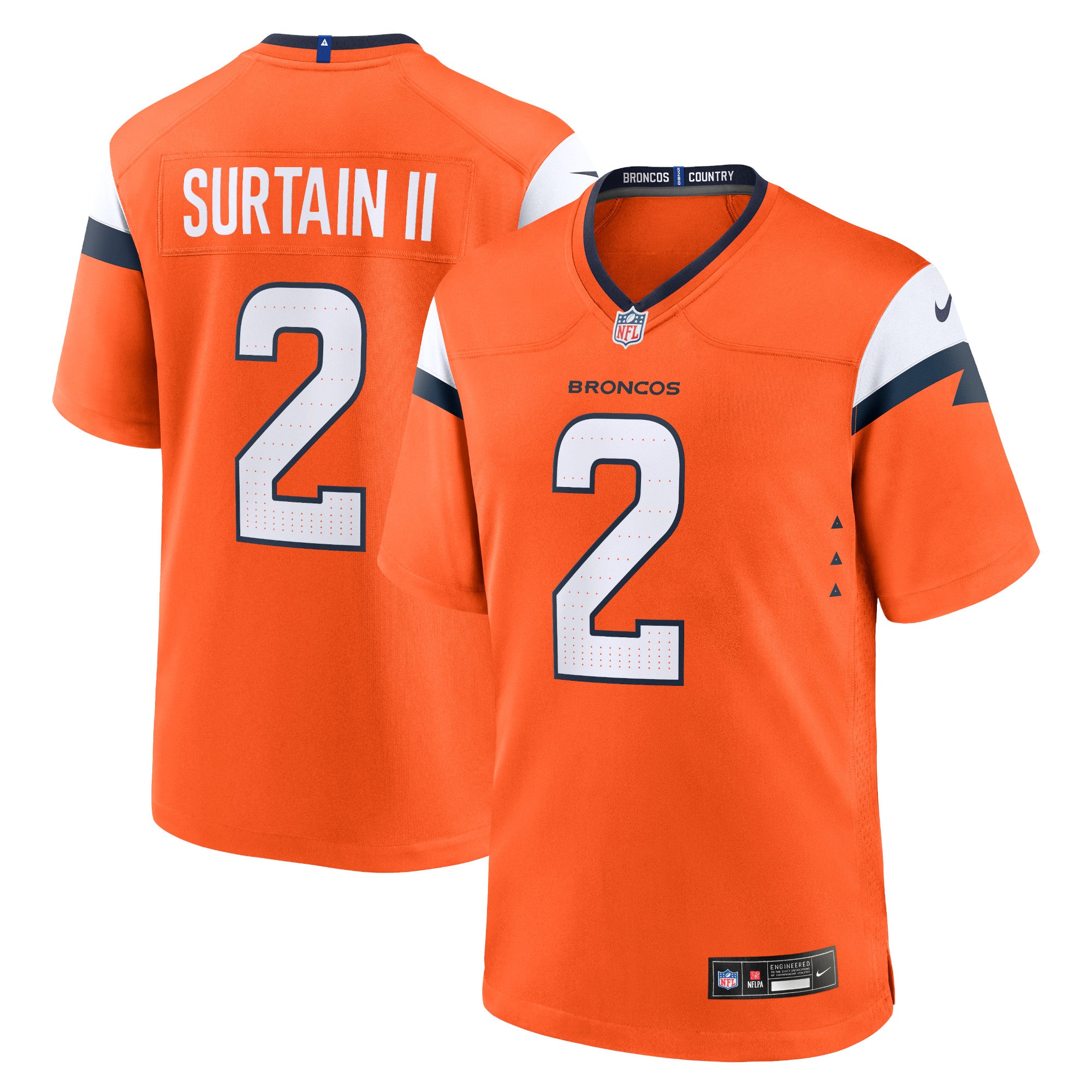 Patrick Surtain II Denver Broncos Nike Game Jersey - White/Navy/Orange