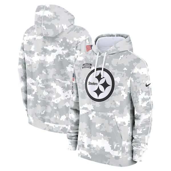 Pittsburgh Steelers Nike 2024 Salute to Service Club Fleece Pullover Hoodie - Arctic Camo