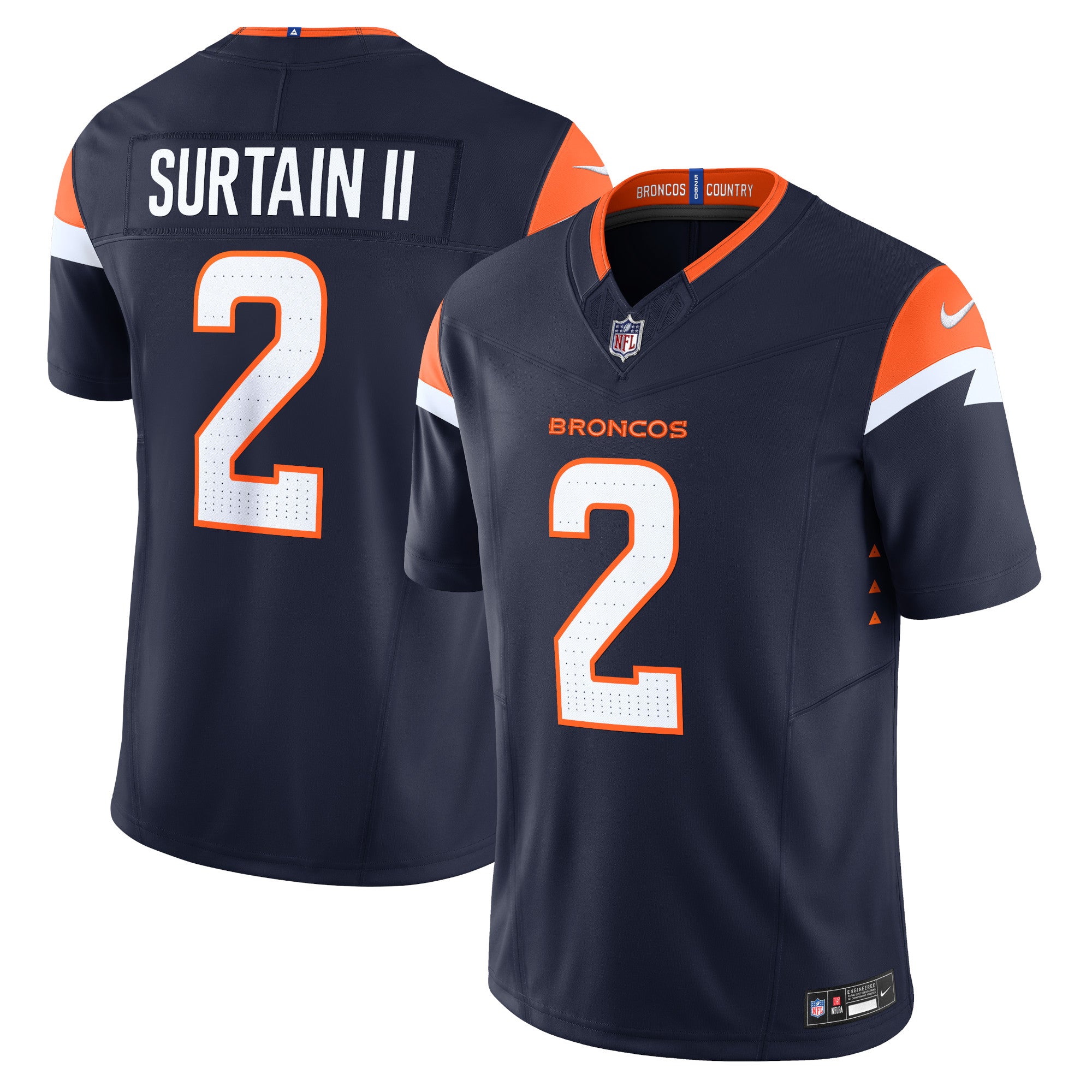 Patrick Surtain II Denver Broncos Nike Vapor F.U.S.E. Limited Jersey - Orange/Navy