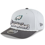 Philadelphia Eagles New Era Super Bowl LIX Champions Locker Room Trophy Collection 9SEVENTY Rope Adjustable Hat - Gray/Charcoal