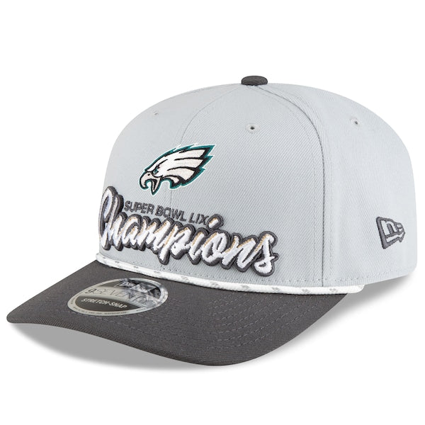Philadelphia Eagles New Era Super Bowl LIX Champions Locker Room Trophy Collection 9SEVENTY Rope Adjustable Hat - Gray/Charcoal