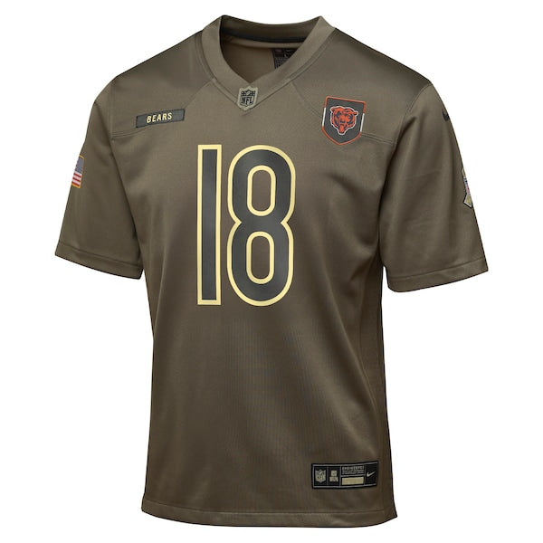 Caleb Williams Chicago Bears Nike Youth 2025 Salute to Service Game Jersey - Olive
