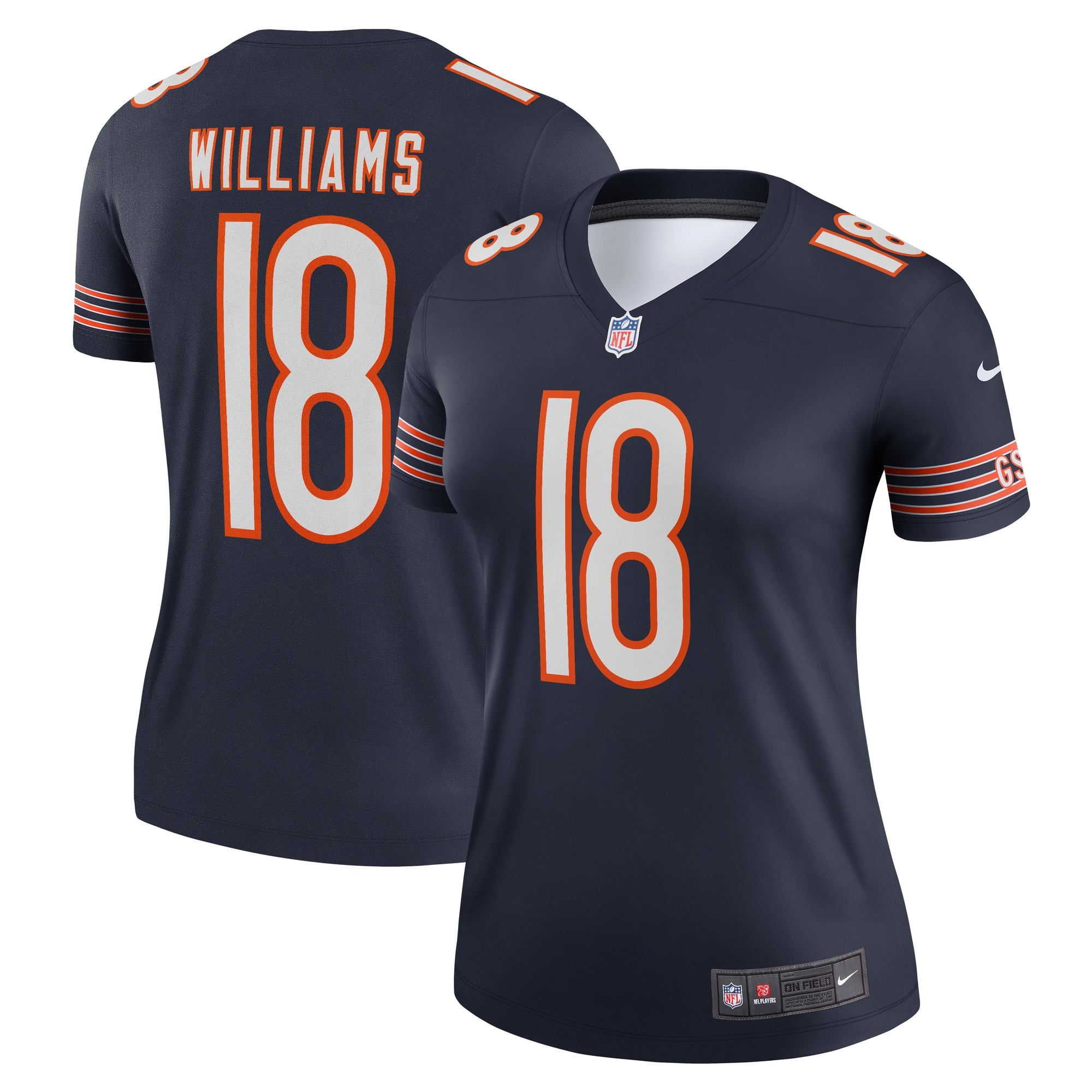 Caleb Williams Chicago Bears Nike Women's Alternate Legend Player Performance Top -  Orange/Navy